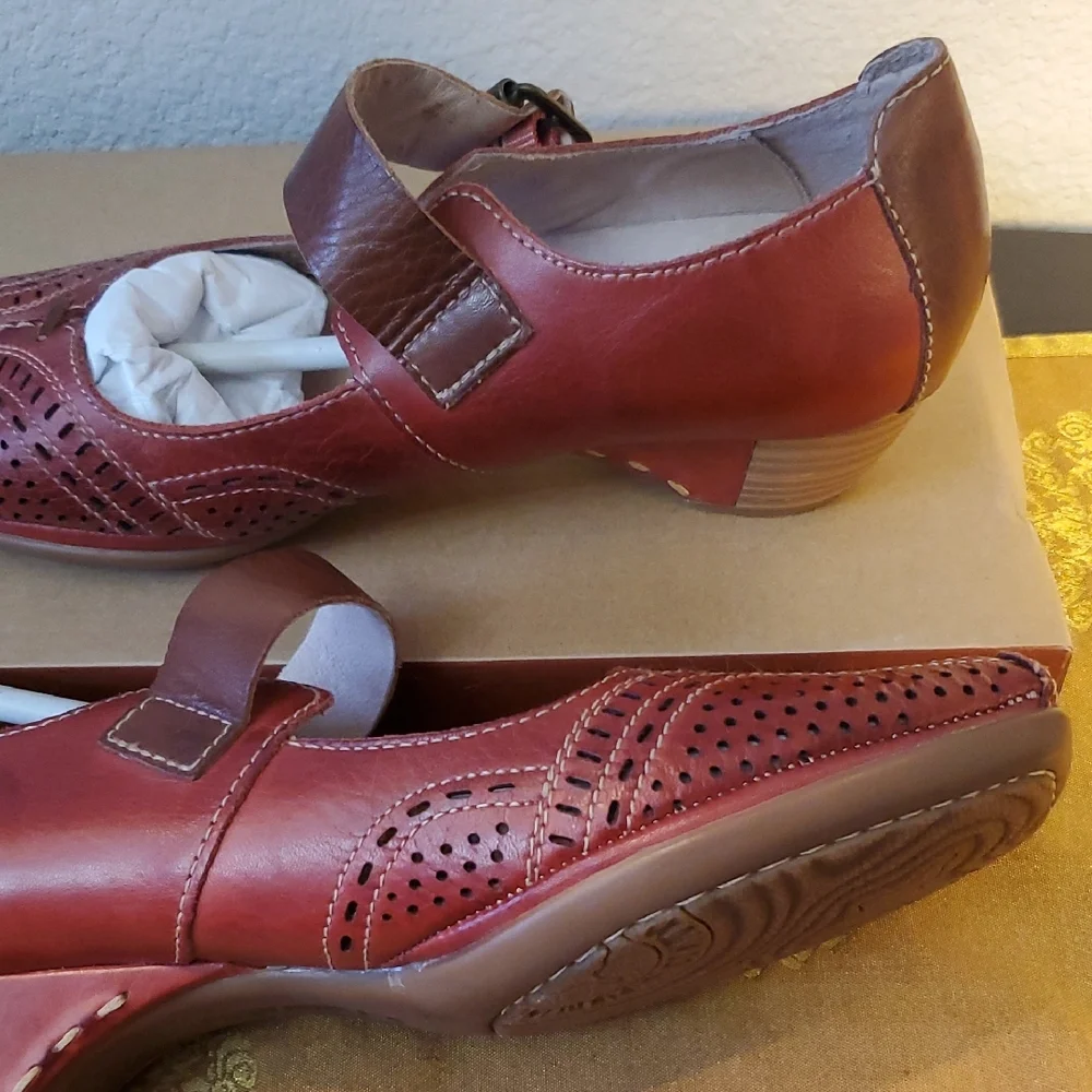 🦋NIB Pikolinos Red Leather Mary Jane Shoes - Picture 10 of 16